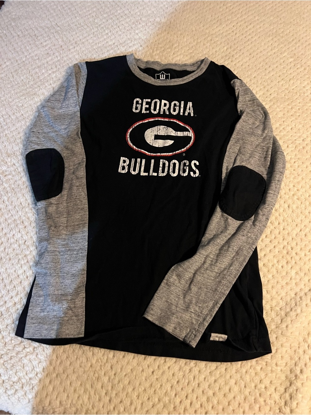 Georgia Bulldogs Kids Long Sleeve Team Tee - Black and Gray. Girls size 14.